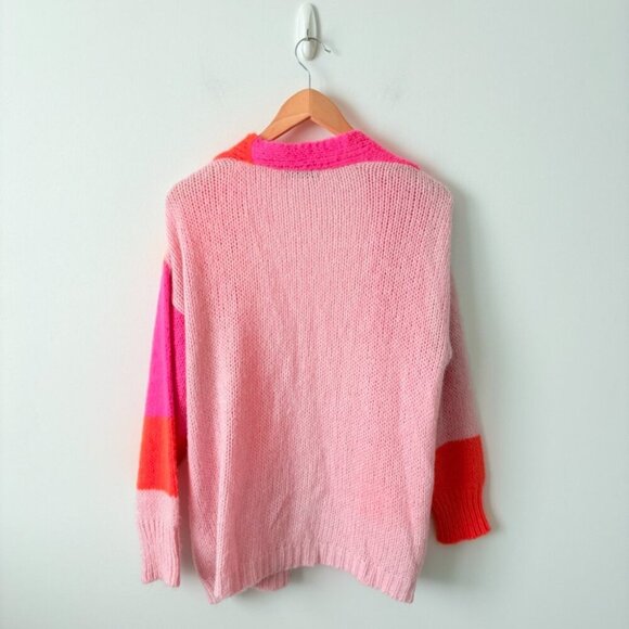 Frieda & Freddies Colourblock Knit Cardigan Pink Orange Size 40/XS - Picture 3 of 6
